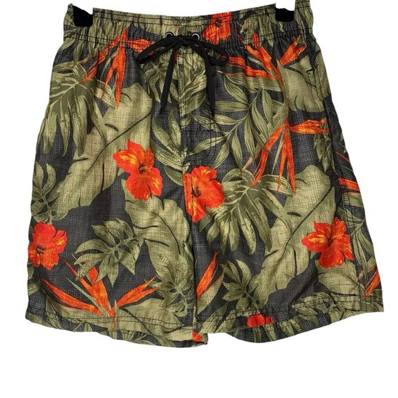 Burnside Tropical Swim Trunks Shorts Size Small 3 Pockets Mesh Briefs Floral - Picture 1 of 6